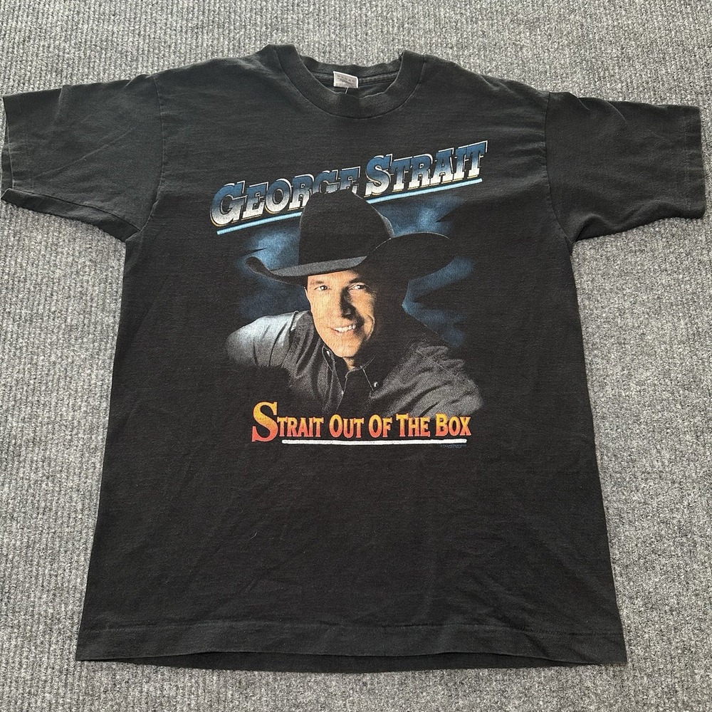 Vintage 90s George Strait t shirt "Strait Out The Box" Size Large- Country Music